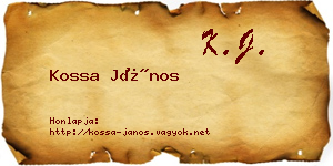 Kossa János névjegykártya